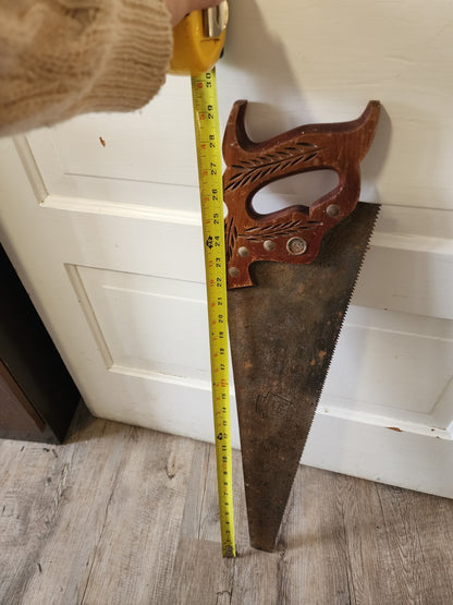 Vtg Henry Disston & Sons D-23 Hand Saw with Markings 29 1/2"