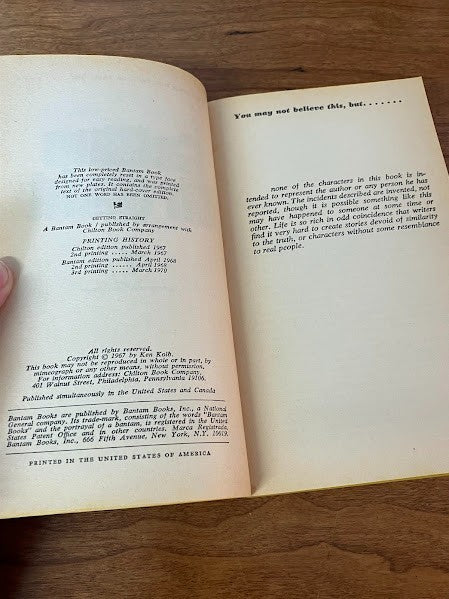 Vtg Paperback - Getting Straight - Ken Kolb