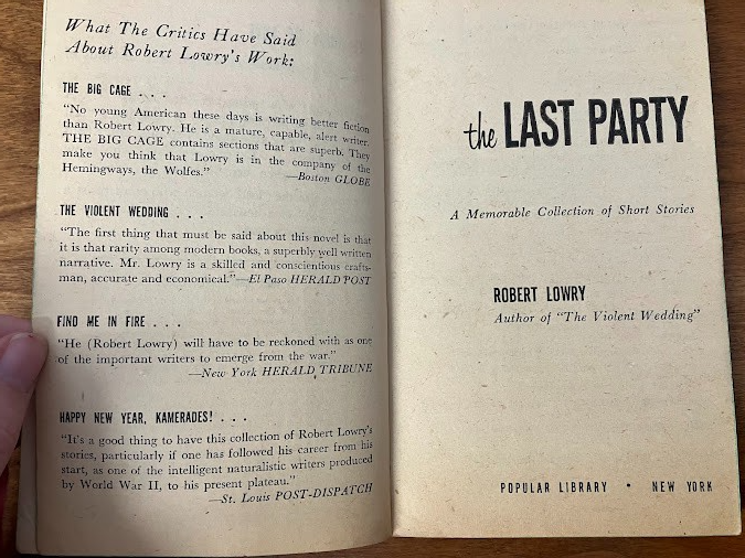 Vintage Paperback - Robert Lowry: The Last Party