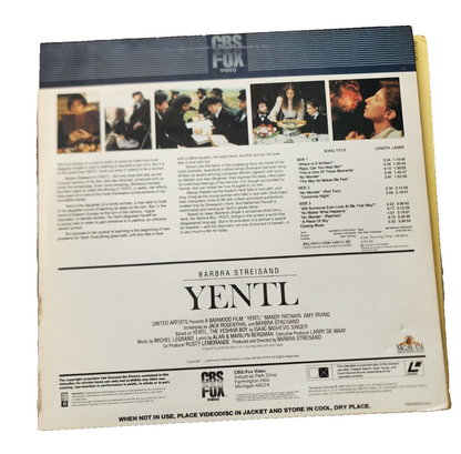 Yentyl Barbra Streisand Laserdisc Video Movie 1984 CBS Fox