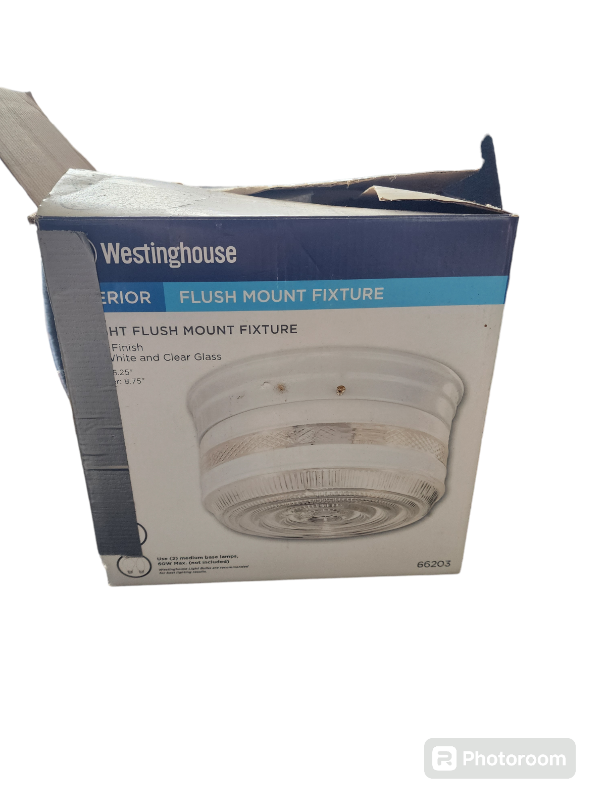Westinghouse Interior Flush Mount Light Fixture White Finish w White/Clear Glass