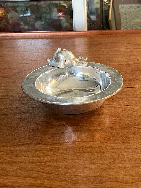 Cast aluminum mouse decorative serving bowl/candy dish