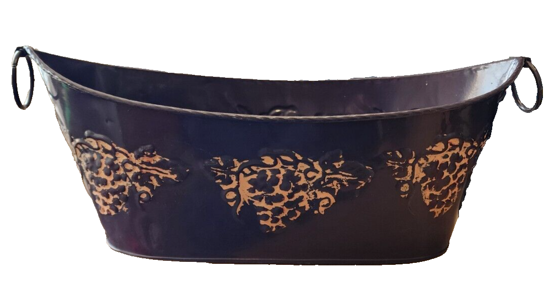 Purple decorative metal tin with handles 18" x 8" x 5"