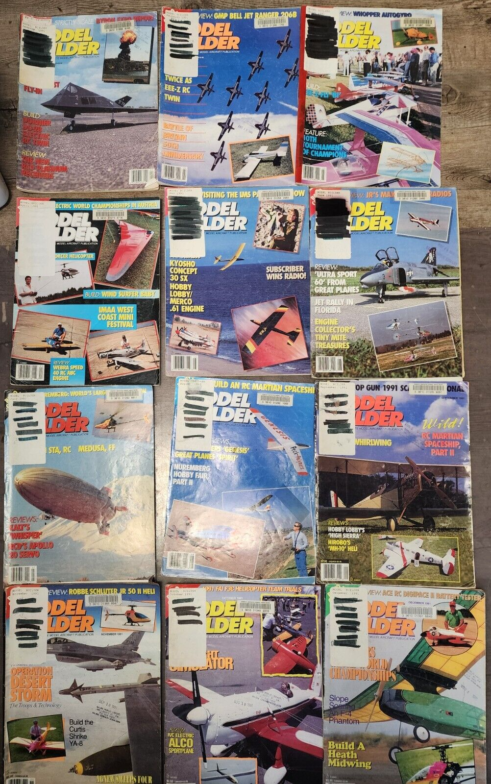Model Builder Airplane Aviation Magazines RC Modeler 1991 full year 12 issues