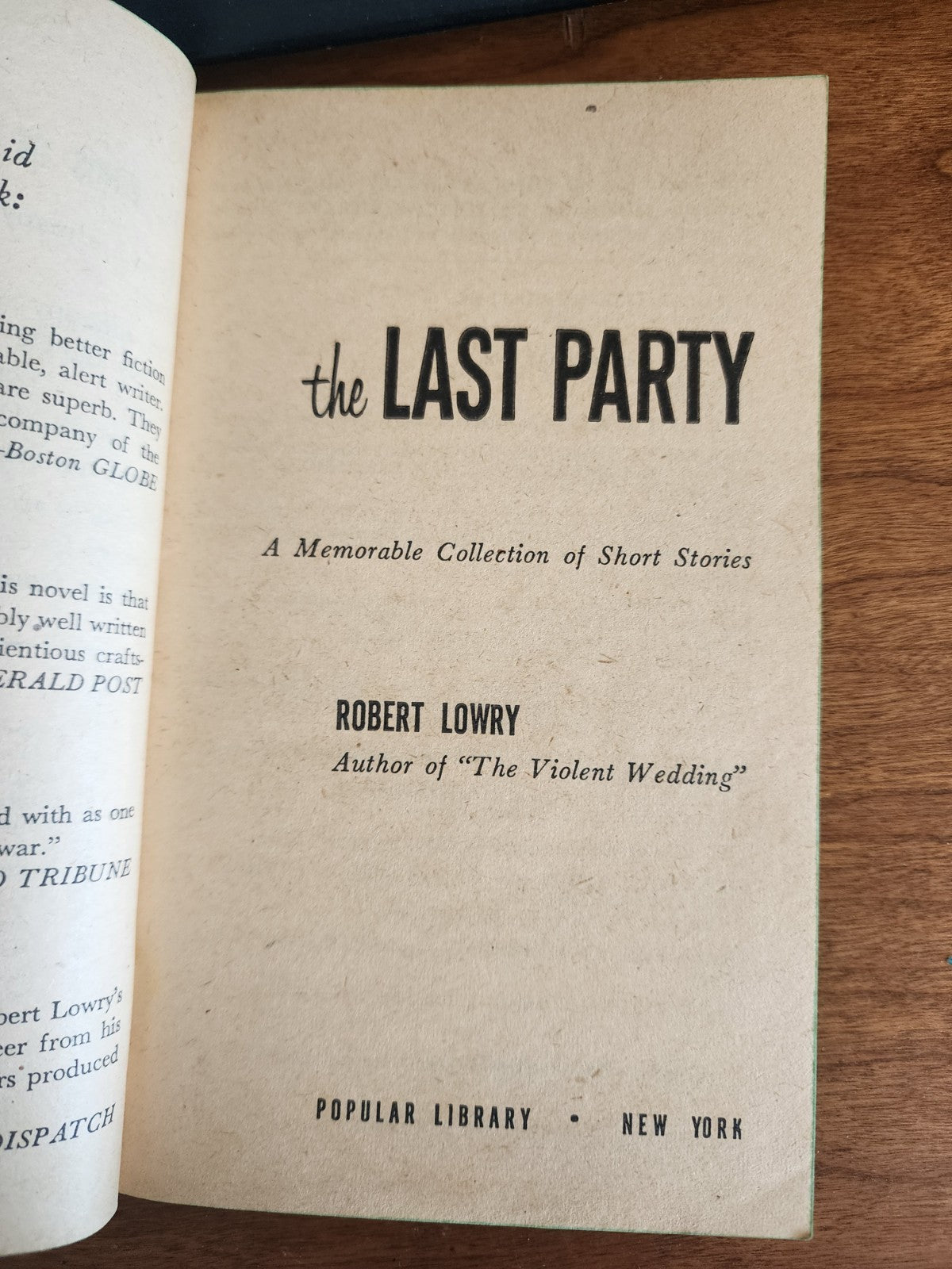 The Last Party By Robert Lowry 758 Popular Library 1956