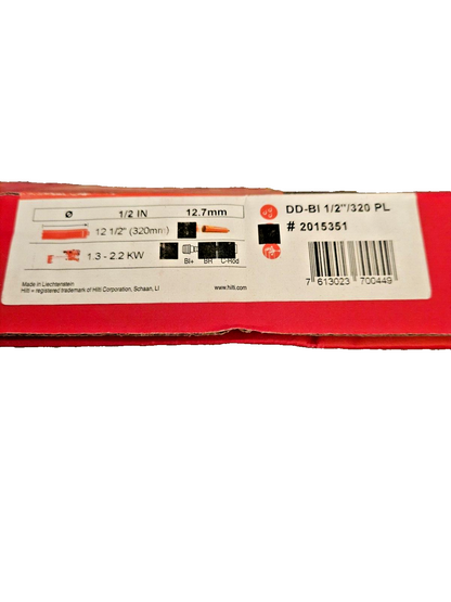 Hilti  DD BL 1/2” PL  Coring 2015351 High End Diamond Core Bit 12.7mm NEW