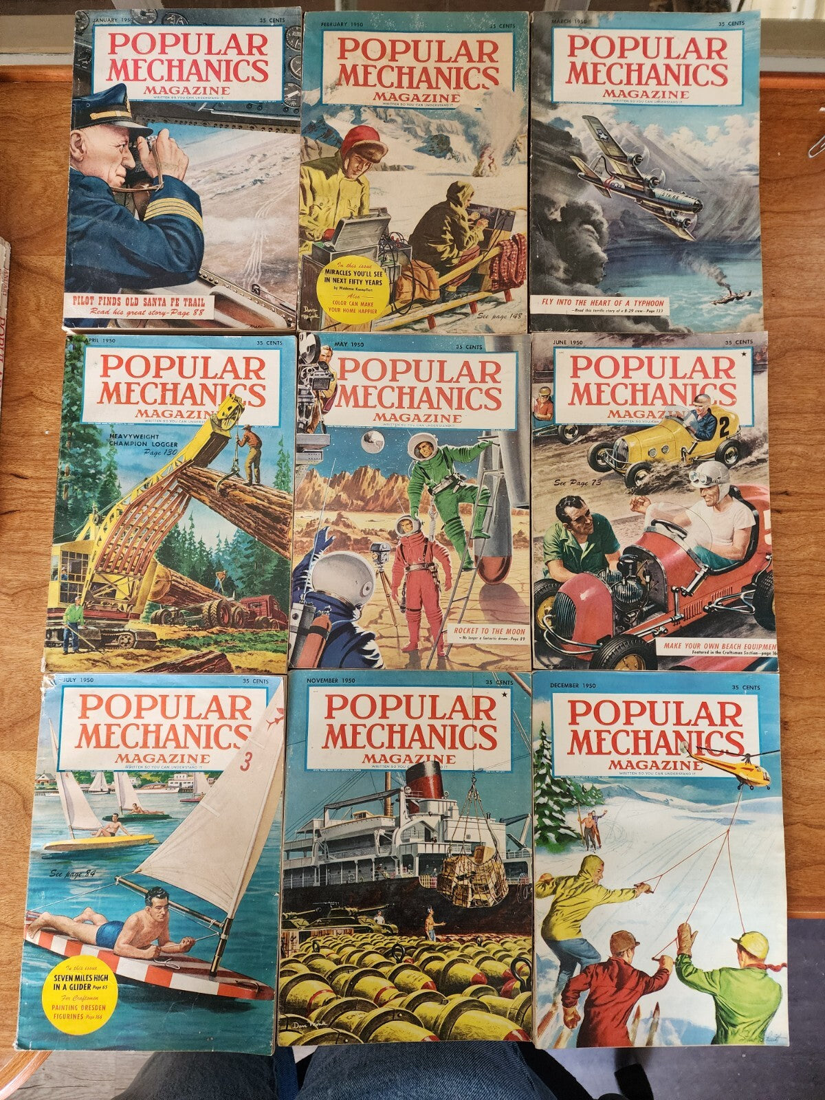 Vtg 1950's Lot Of 9 Popular Mechanics Magazines