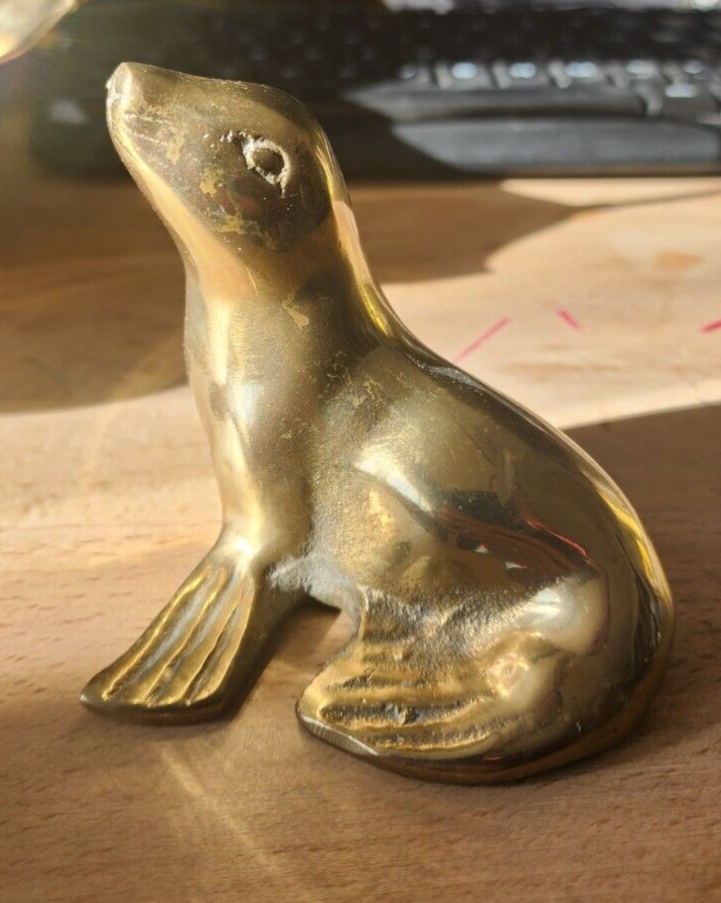 Vtg Brass 1970’s Seal figurine - Made in Korea
