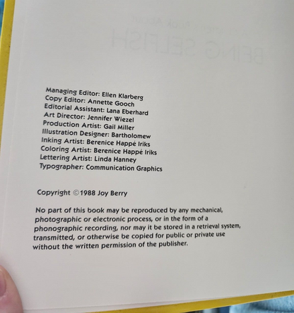 A Children's Book About Being Selfish by Joy Berry 1988