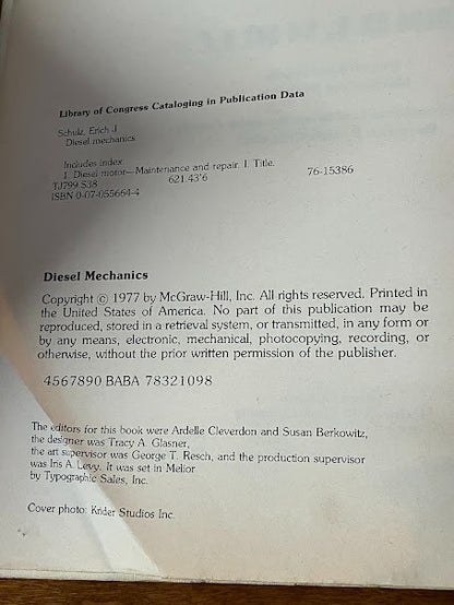 DIESEL MECHANICS - Softcover Textbooks - ERICH J. SCHULZ
