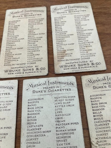 Duke Sons & Co. Cigarettes MUSICAL INSTRUMENTS - lot of 5