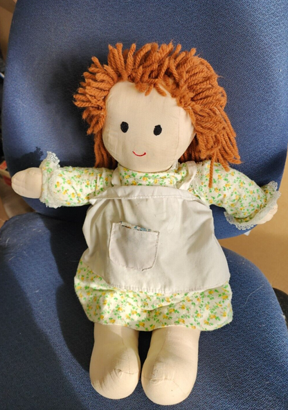 Lovely Soft Rag Doll Green & Yellow Dress Girl Doll Medium 18"