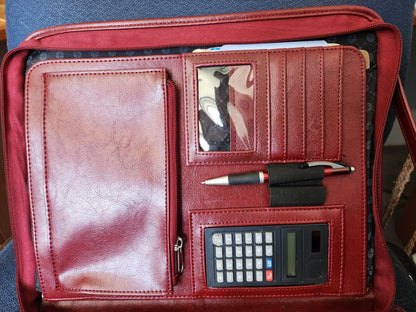 Foray Maroon Faux Leather Briefcase Planner Laptop Bag