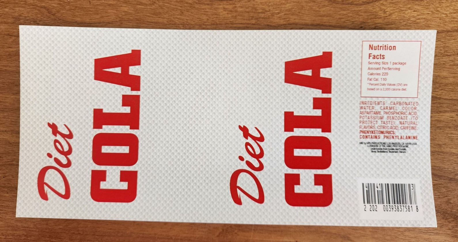 12 Fl Oz Diet Cola Sticker Prop
