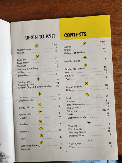 Vtg Begin To Knit:  American Thread Co Star Book #201 Booklet