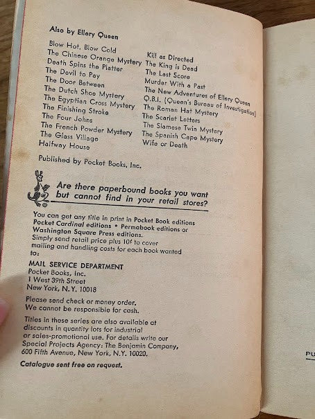 Vintage Paperback - And On The Eighth Day By Ellery Queen