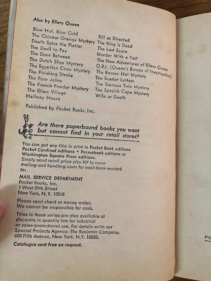 Vintage Paperback - And On The Eighth Day By Ellery Queen