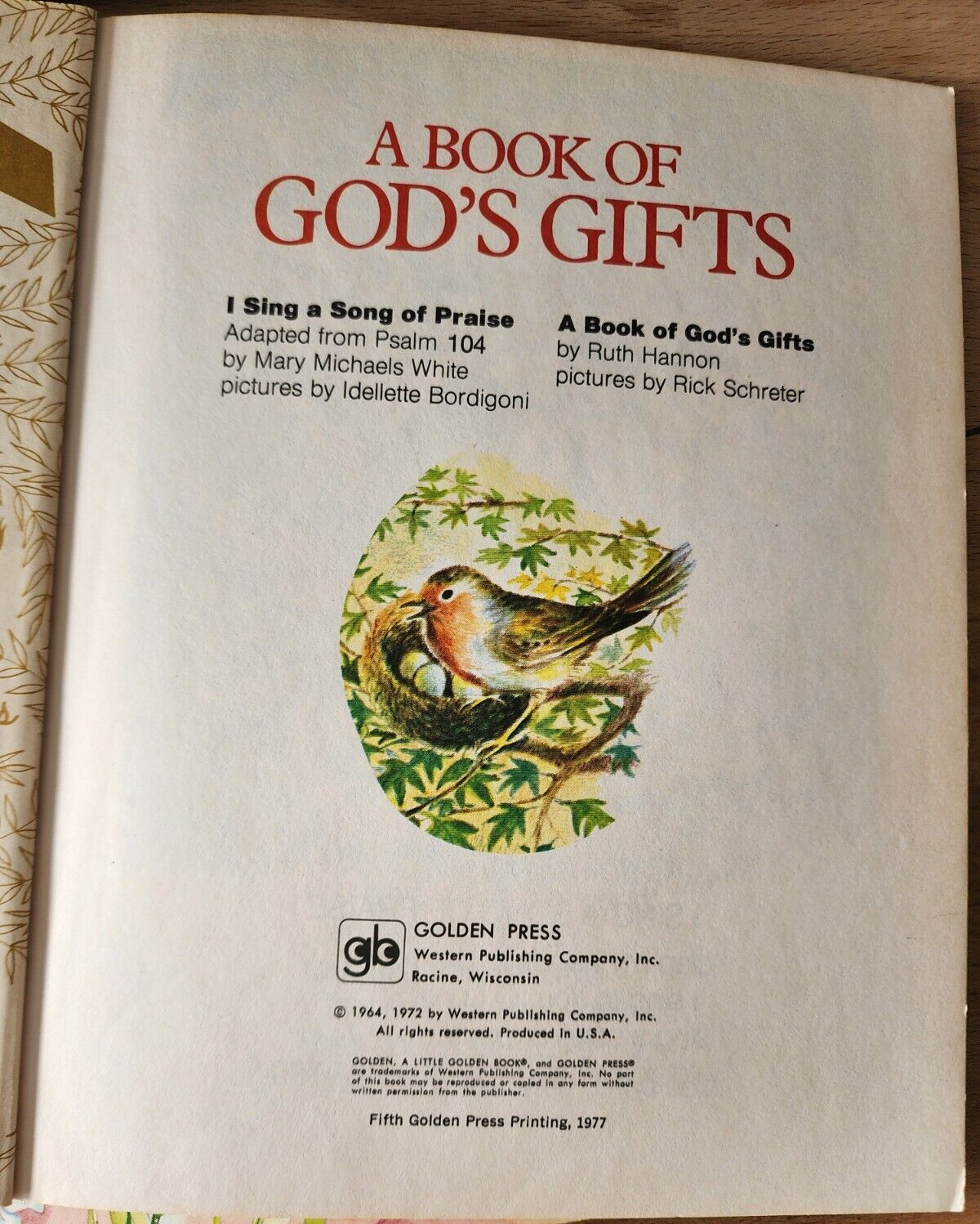 A Book Of God's Gifts, A Little Golden Book, 1977