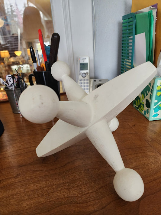 Vintage Large Jack Jax White Wood Chipped Paint 12"x12" Decor