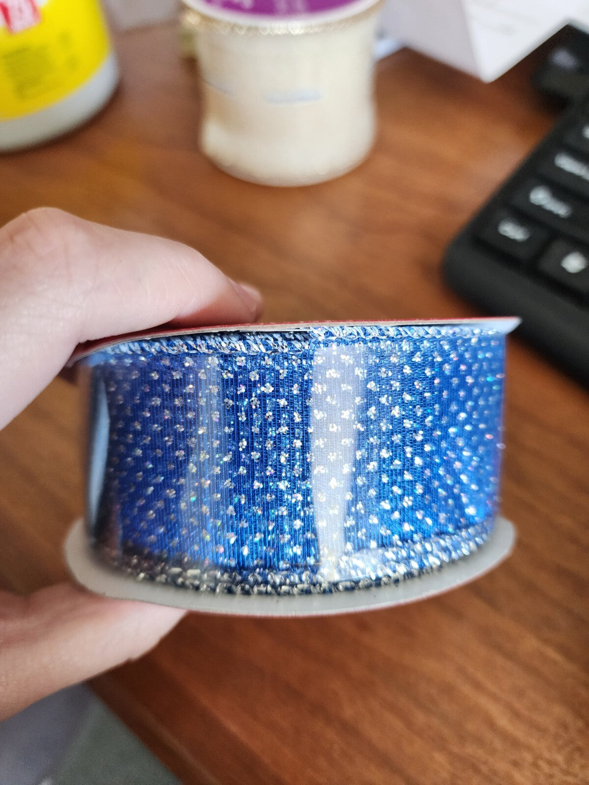 2 Glitter Christmas Wired Edge Ribbon - 1.5” x 30' and 2.5 in x 30'