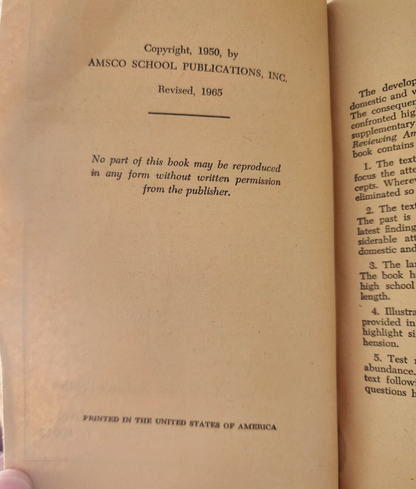 Vtg 1960 Reviewing American History - Paperback