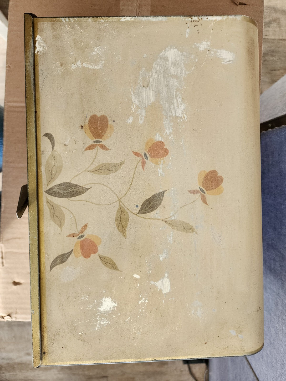 Rare Vtg Jewel T Autumn Leaf BREAD BOX metal 1940's