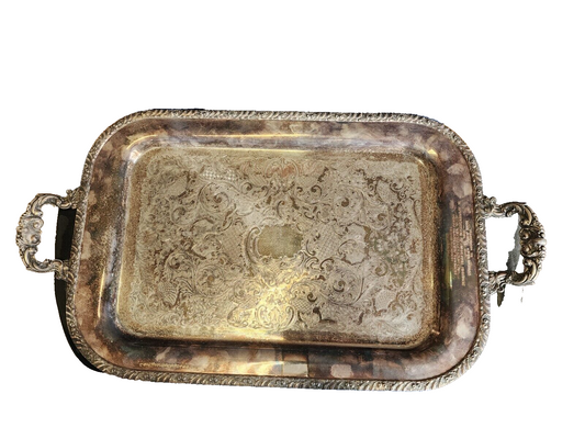 1947 Vintage Silverplate Butler Serving Tray with Handles 21”x14”