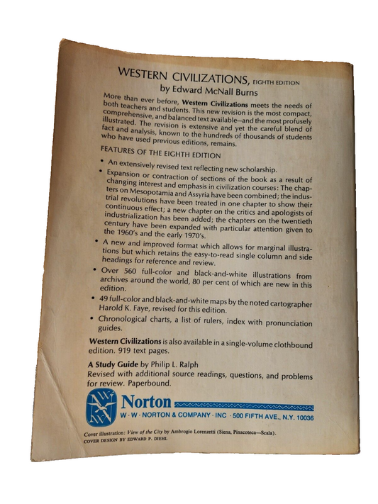 Western Civilizations Their History and Culture by Edward M Burns 1973 Paperback