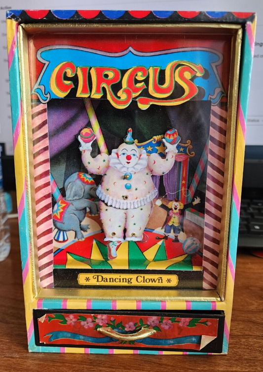 Vtg Circus Dancing Clown Music Box