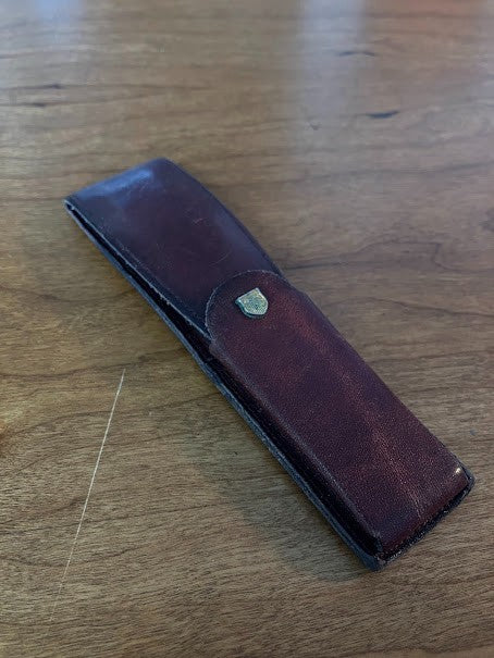 Pocket 2 Pen Case Holder - Leather Wine red