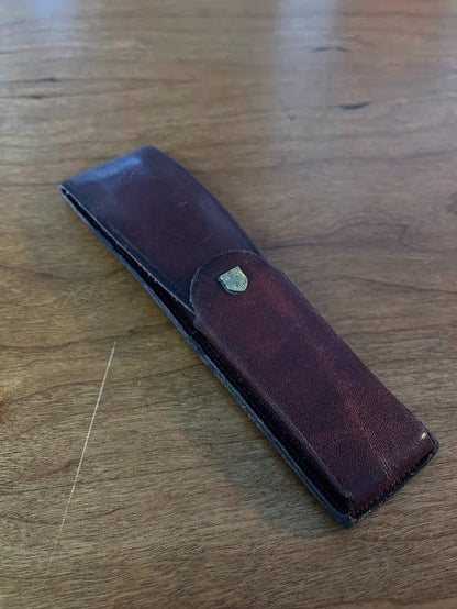 Pocket 2 Pen Case Holder - Leather Wine red