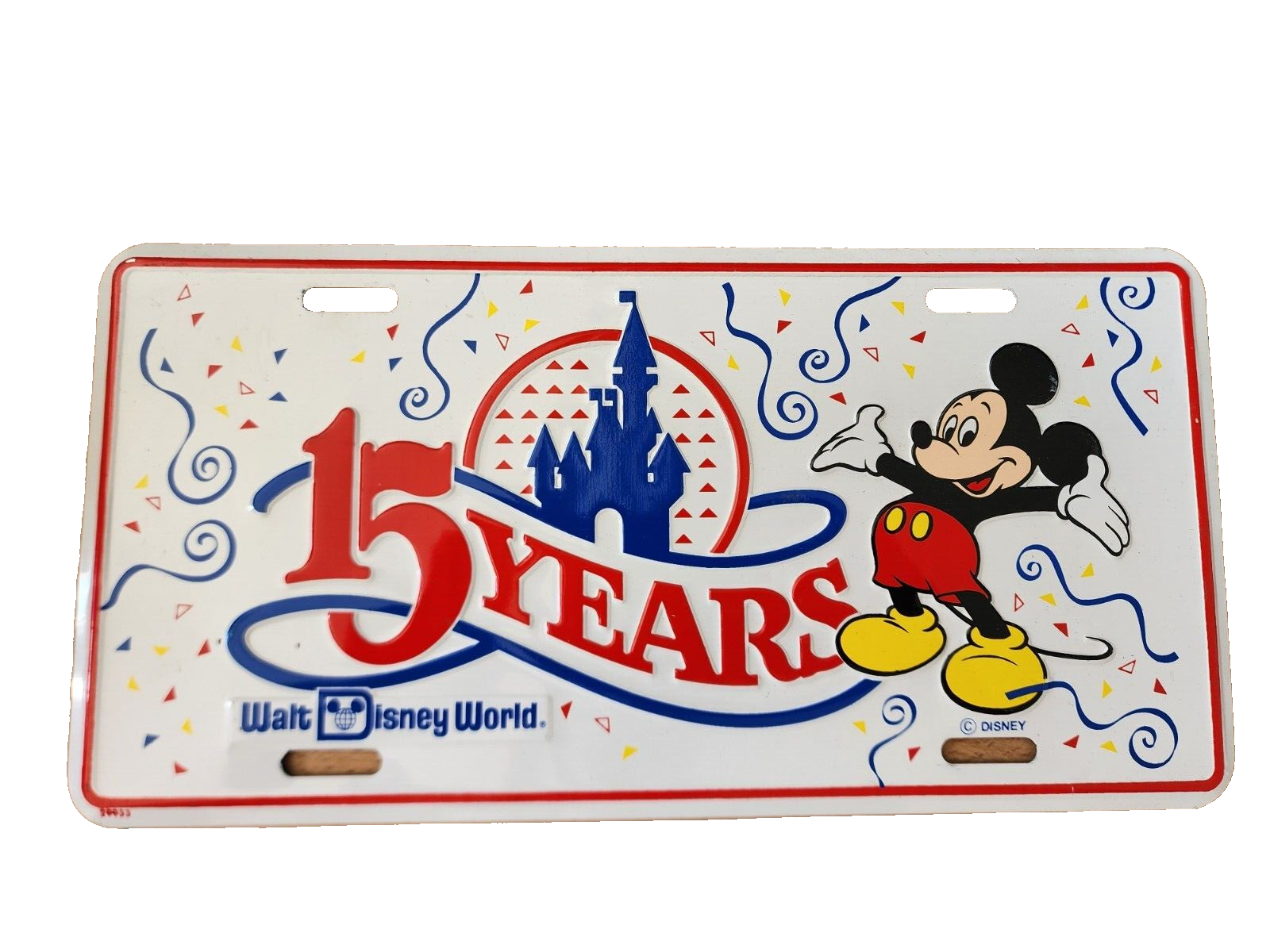 Walt Disney World 15 Years Mickey Mouse 1986 Metal License Plate
