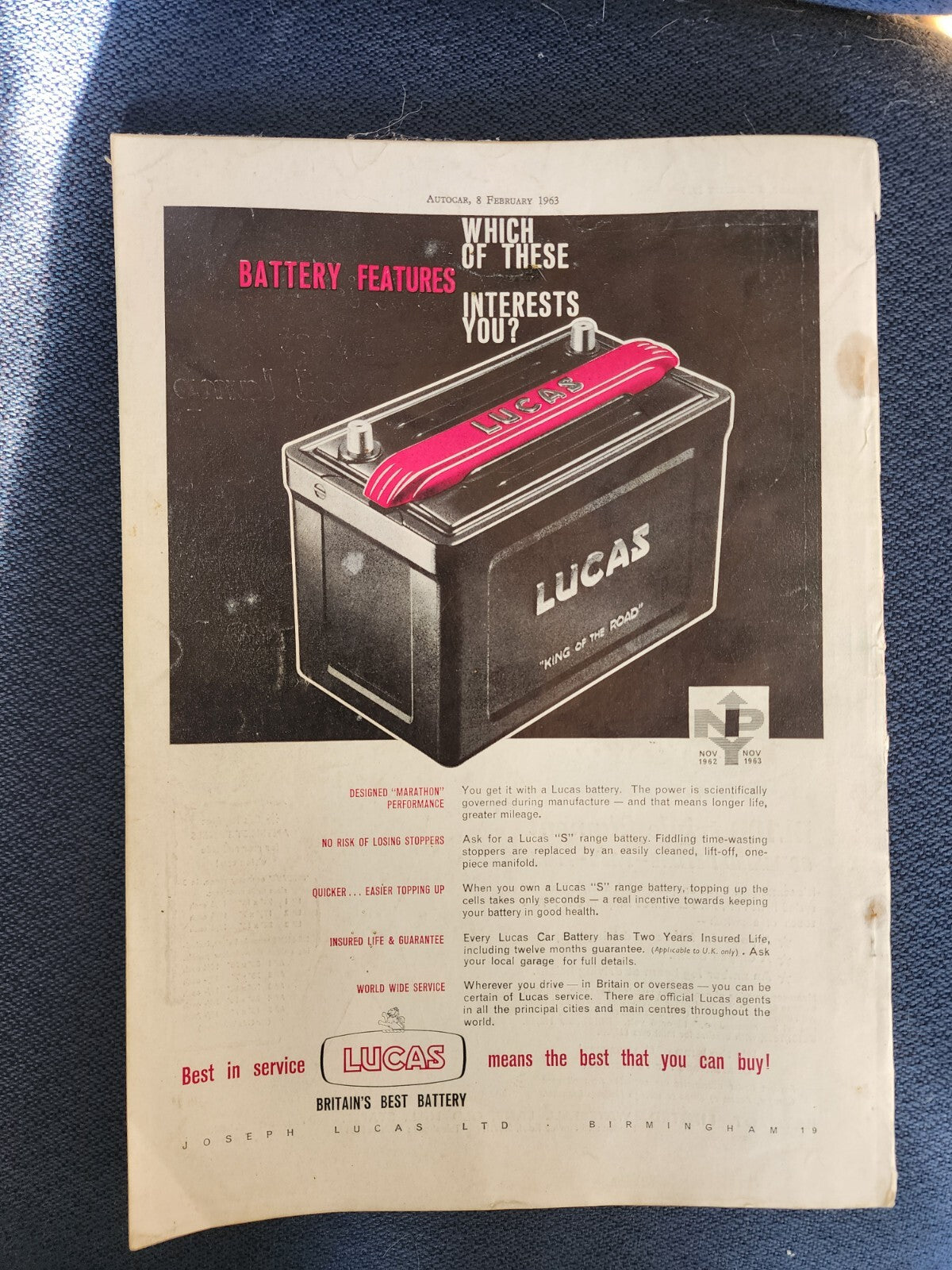 Vtg AUTOCAR Magazine 8th FEBRUARY 1963 Ford Anglia Cover