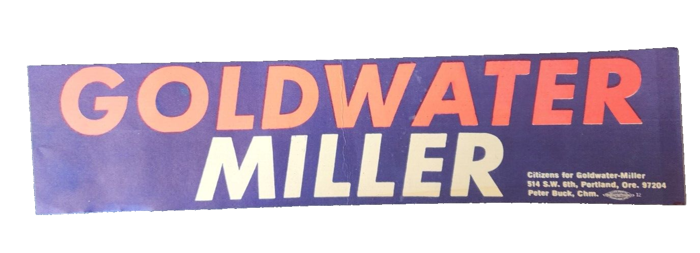 Goldwater Miller Bumper Sticker (Barry Goldwater)