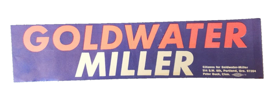 Goldwater Miller Bumper Sticker (Barry Goldwater)