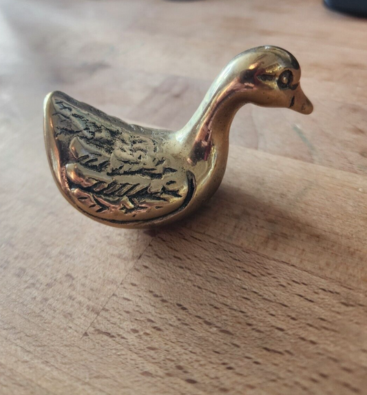 Vintage Small Rocking Brass Goose Made In Taiwan