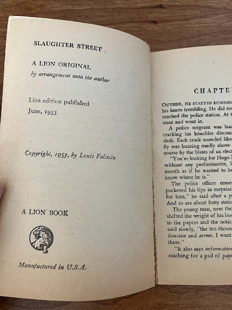 Vtg Paperback - Slaughter Street by Louis Falstein