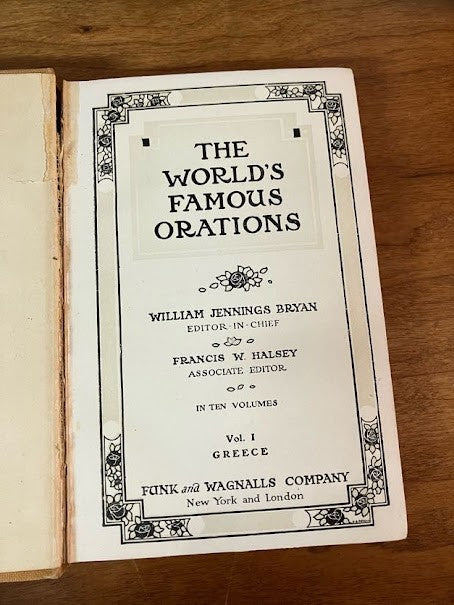 1906 THE WORLD'S FAMEOUS ORATIONS - William Jennings Bryan - 8/10 Volumes