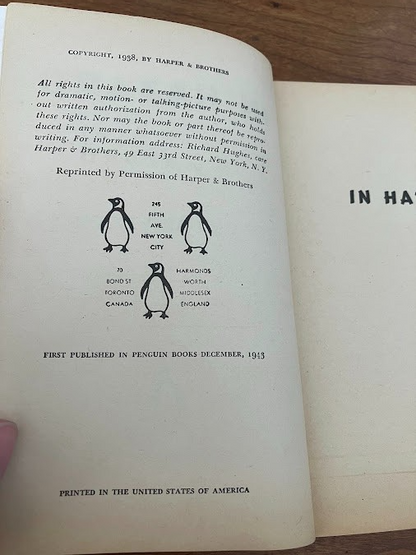 "TO WALK THE NIGHT' by William Sloane & 'IN HAZARD' by Richard Hughes - lot of 2