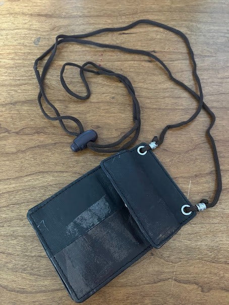 ID Holders: Black Leather Wallets - With Neck Straps (2)