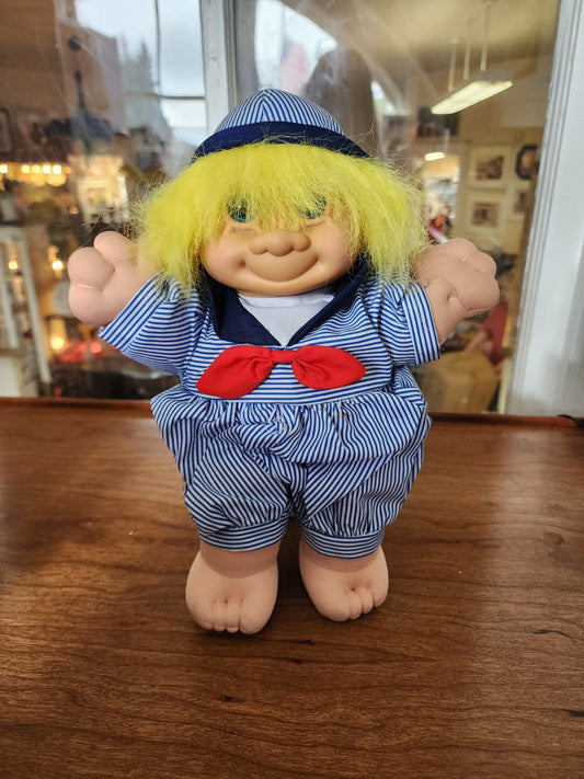 1992 Vtg Russ Troll Kidz Skippy 12" Plush Yellow Hair Sailor