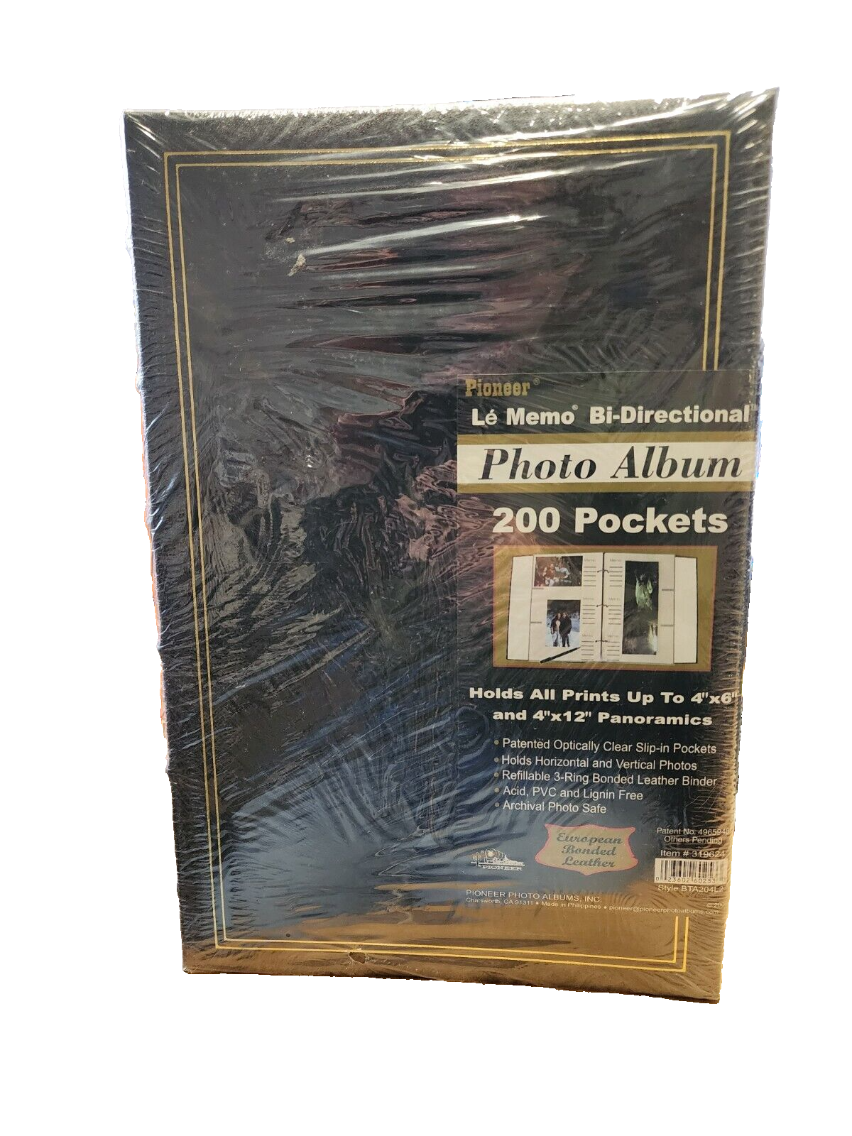 Pioneer BTA204L2 Bonded Leather 200 Pocket Photo Album 4"x6" NEW & SEALED Black