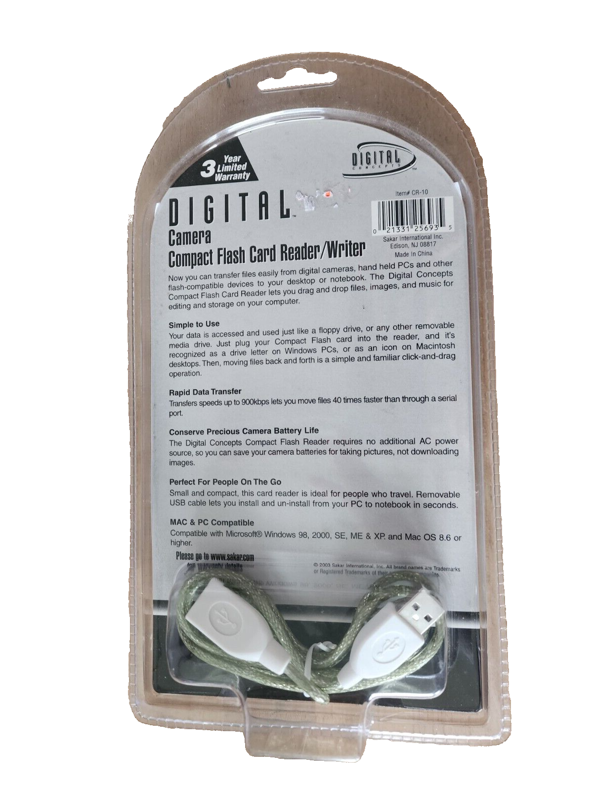 Digital Camera Compact Flash Card Reader Writer Digital Concepts CR-10