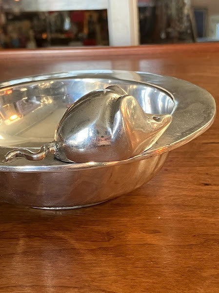 Cast aluminum mouse decorative serving bowl/candy dish