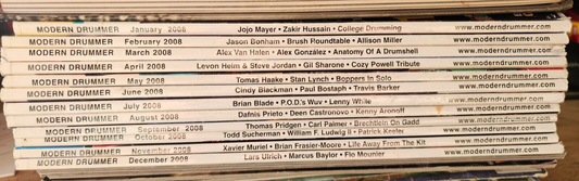 Modern Drummer Magazine Lot Of 12, Jan-Dec 2008 Drumming Magazines
