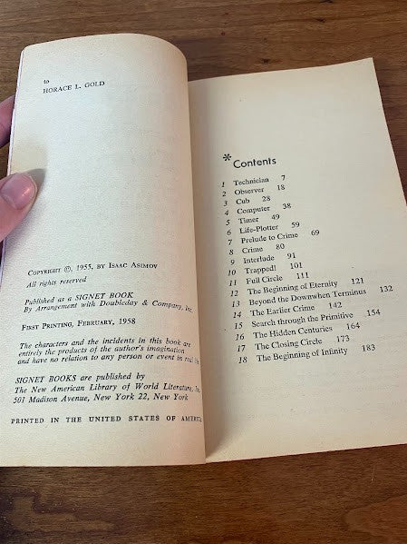 vtg paeprback - The End of Eternity by ISAAC ASIMOV