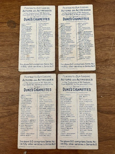 DUKE'S CIGARETTES: PORTRAITS OF ACTORS & ACTRESSES - Lot of 4