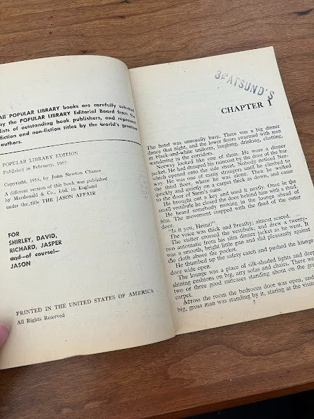 1955 Popular Library - UP TO HER NECK by John Newton Chance