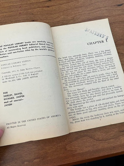 1955 Popular Library - UP TO HER NECK by John Newton Chance