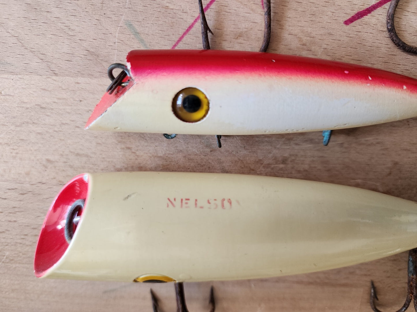 Vintage Salmon Plug 2 5" Wood Fishing Lures and 1 6" (Lot of 3)